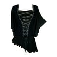 thumbnail image 1 of Dare to Wear Alchemy Corset Top: Gothic Steampunk Punk Rock Women's Asymmetric Shirt, Onyx L, 1 of 5