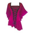 thumbnail image 1 of Dare to Wear Alchemy Corset Top: Gothic Steampunk Punk Rock Women's Plus Size Asymmetric Shirt, Rubelite 3x, 1 of 5