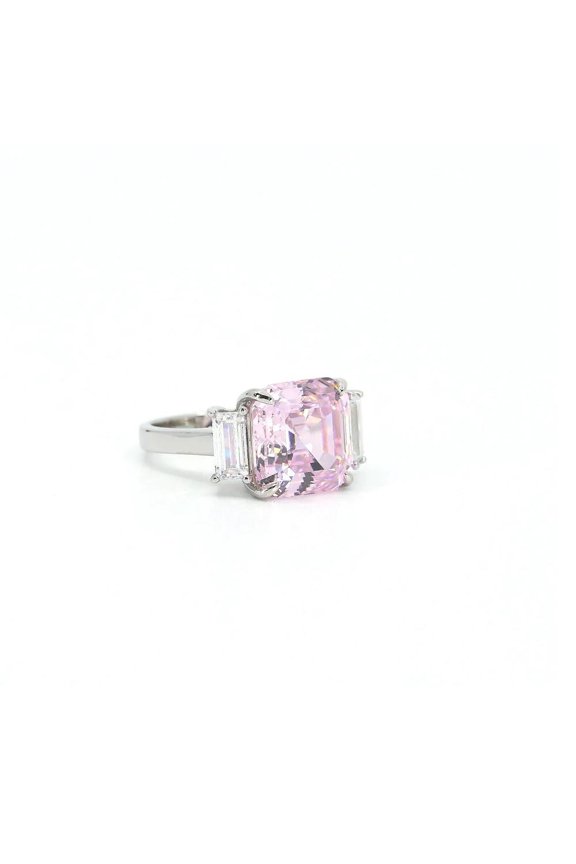 Dare to be Different and Unique with TheJewelryHut Fancy Designer Antique Retro Style Asscher Shape Argyle Pink Crystalline in Silver Ring