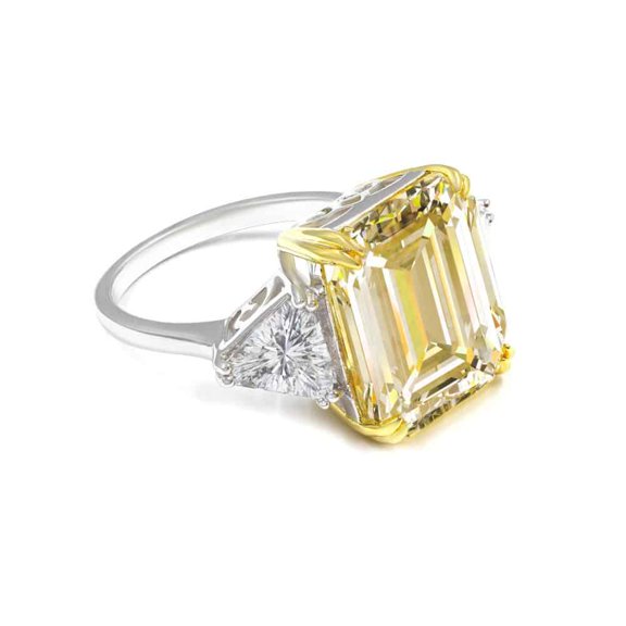 Dare to be Different and Unique with TheJewelryHut Fancy Designer Antique Retro Style Asscher Shape Yellow Crystalline in Silver Ring