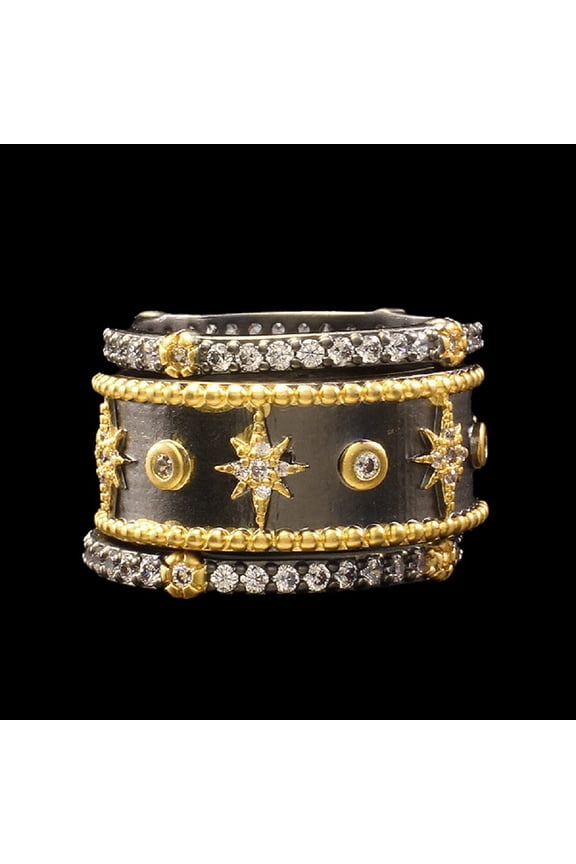 Dare to be Different and Unique with TheJewelryHut Fancy Designer Antique Retro Vintage-Inspired 3-Tier Stackable Crystalline in Brass Ring