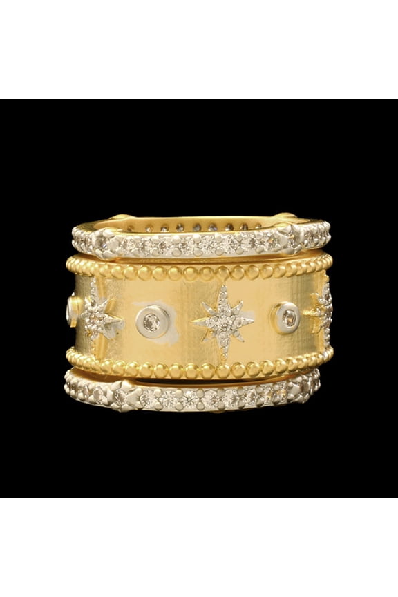 Dare to be Different and Unique with TheJewelryHut Fancy Designer Antique Retro Vintage-Inspired 3-Tier Stackable Crystalline in Brass Ring