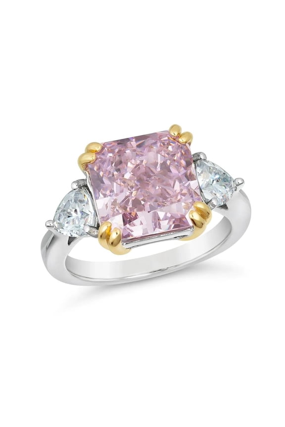 Dare to be Unique with TheJewelryHut Fancy Designer Antique Retro Vintage-Inspired Argyle Pink and White Crystalline in Silver Ring