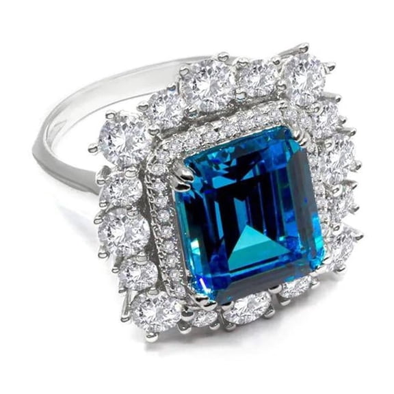 Dare to be Unique with TheJewelryHut Fancy Designer Antique Retro Vintage-Inspired Blue and White Crystalline Stones in Silver Ring