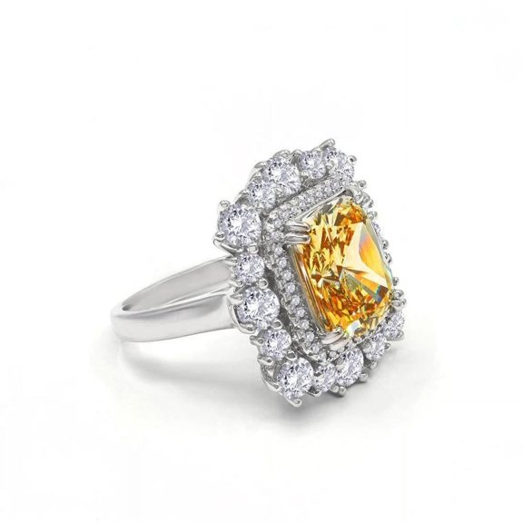 Dare to be Unique with TheJewelryHut Fancy Designer Antique Retro Vintage-Inspired Yellow and White Crystalline Stones in Silver Ring