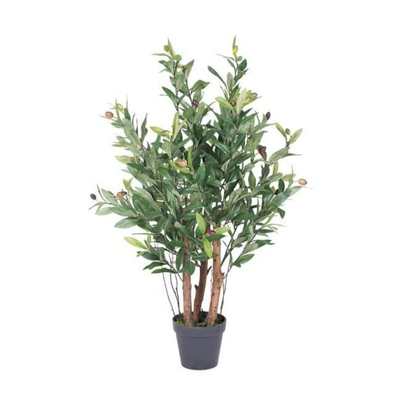 Dare2Decor 30” Artificial Green Olive Tree in Black Plastic Pot