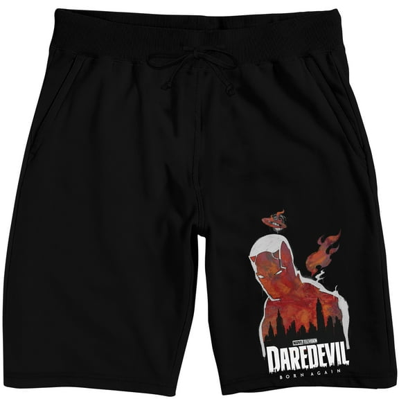 Daredevil Born Again Cityscape SIlhouette Adult Black Sleep Pajama Shorts-3XL