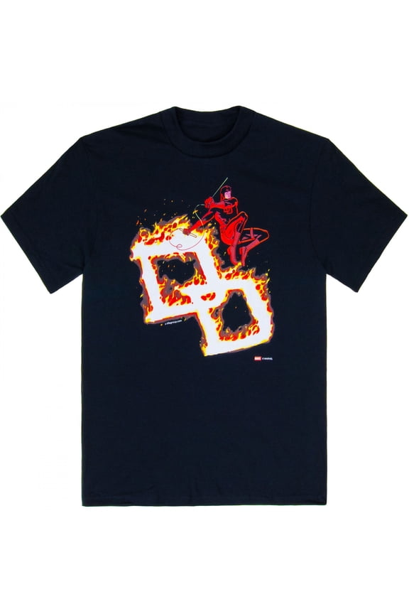 Daredevil Flaming Logo Hell Kitchen Blind Justice Comic T-shirt