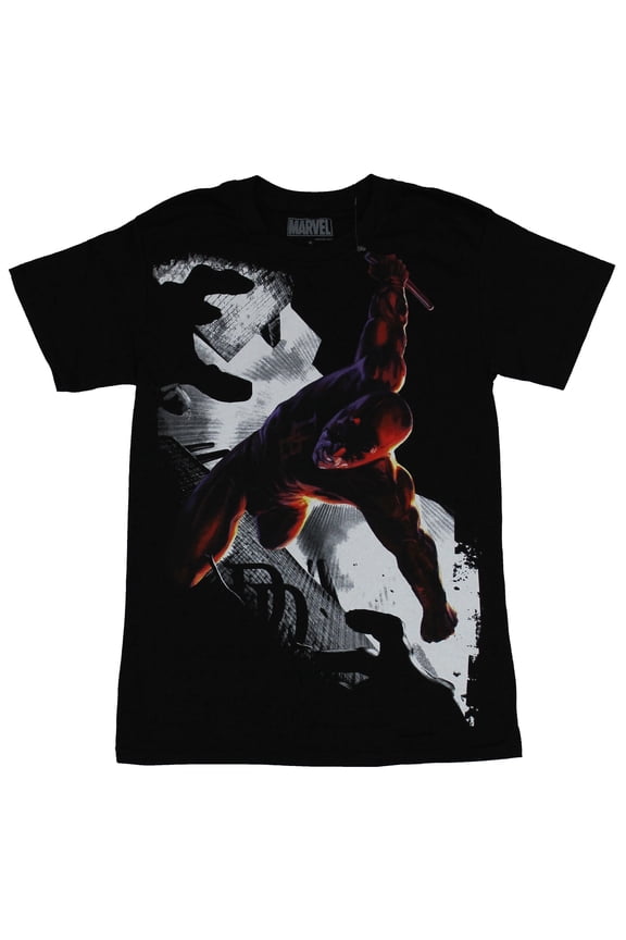 Daredevil (Marvel Comics) Mens T-Shirt - Diving Moonlight Attack Image (Small)