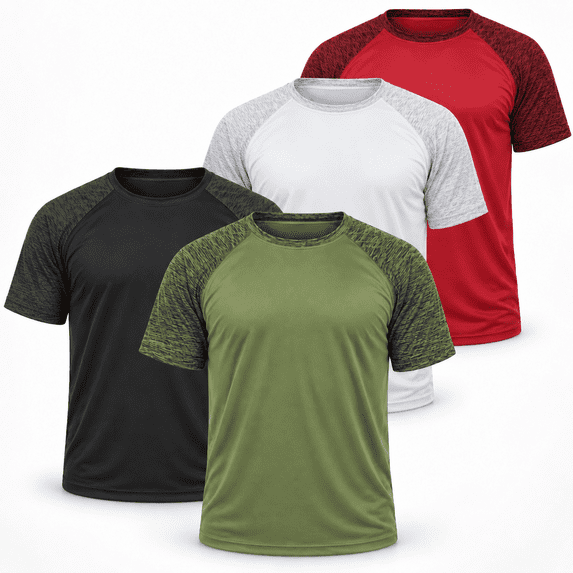 Daresay Men's 4-Pack Dri-Fit Performance T-Shirts – Moisture-Wicking Athletic Gym Tees – Breathable, Quick-Dry Workout Shirts for Men (Sizes S-3XL)