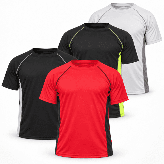 Daresay Men's 4-Pack Dri-Fit Performance T-Shirts – Moisture-Wicking Athletic Gym Tees – Breathable, Quick-Dry Workout Shirts for Men (Sizes S-3XL)