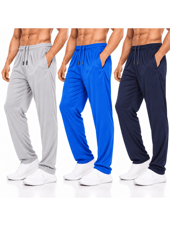 Mens Dri-Fit Pant 3 Pack-Moisture Wicking, High Performance, Comfy Spandex-Poly Blend (Up To Size 3XL)
