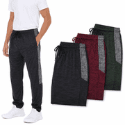 Daresay Men’s Dri-Fit Pants 3-Pack, Moisture-Wicking Open Bottom Athletic Pants with Pockets, Drawstring Waist, Sizes S-3XL