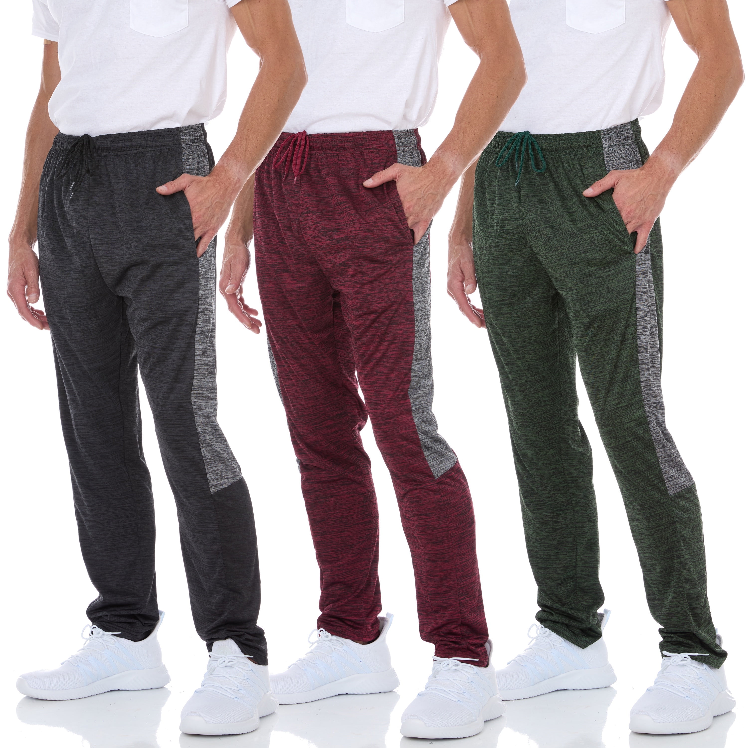 Mens Dri-Fit Pant 3 Pack-Moisture Wicking, High Performance, Comfy Spandex-Poly Blend (Up to Size 3XL)