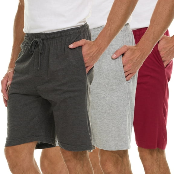 DARESAY Mens Soft Knit Shorts With Adjustable Drawcord And Pockets (Pack Of 3)