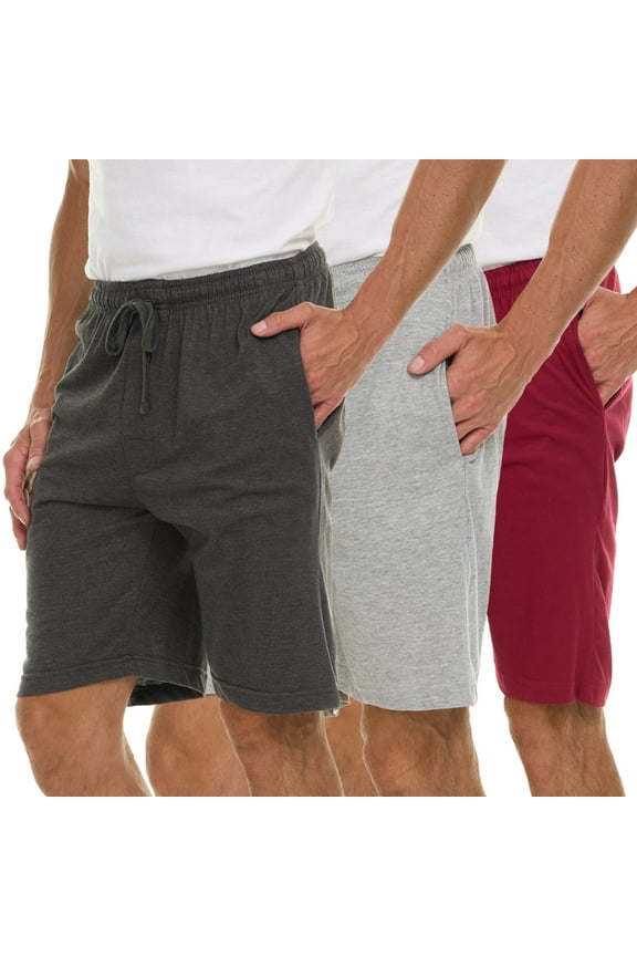 Mens Soft Knit Shorts With Adjustable Drawcord And Pockets (Pack Of 3)