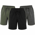 thumbnail image 1 of DARESAY Men’s Knit Shorts 3-Pack, Soft Sleep Lounge Shorts with Pockets & Elastic Drawstring Waist, Sizes S-3X, 1 of 11