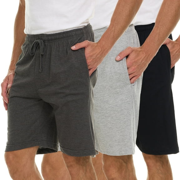 DARESAY Mens Soft Knit Shorts With Adjustable Drawcord And Pockets (Pack Of 3)