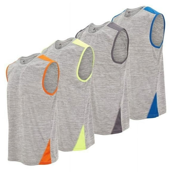 Daresay TMS-Z250-PKC-Dri Fit-4PK-L Mens Performance Sleeveless T-Shirt, Assorted Color - Large - Pack of 4