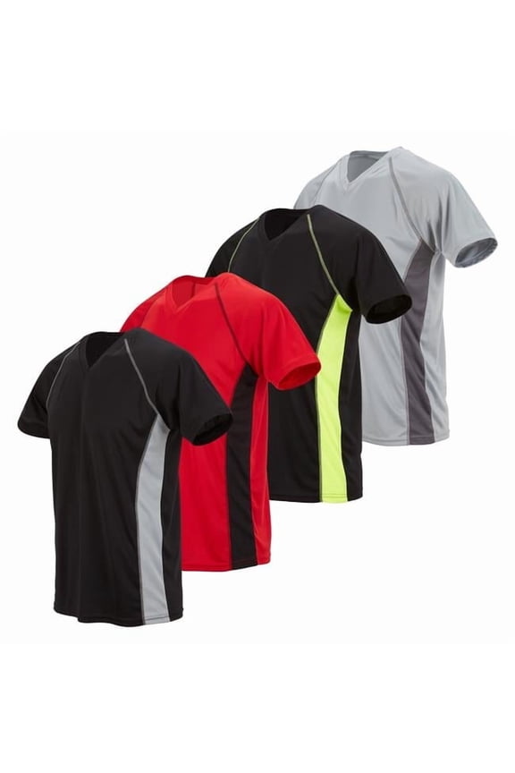 TSV-Z250-PKA-Dri Fit-4PK-S Mens V-Neck Performance T-Shirt, Assorted Color - Small - Pack of 4