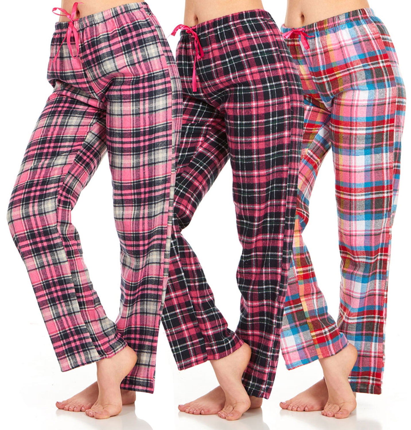 Women s Flannel Pajama Pants Ladies Soft Plaid Pajama Pants Comfortable pajama pants for women Lounge Pants Pack Of 3