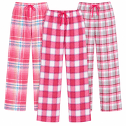 DARESAY Women s Flannel Pajama Pants 3-Pack with Pockets, Soft Plaid Sleep & Lounge Pants, Elastic Drawstring Waist, Cozy Cotton Blend Pajama Bottoms, Sizes S 2XL