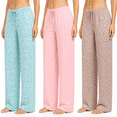 thumbnail image 1 of Daresay Women’s Lounge Pants 3-Pack, Soft Stretch Pajama Bottoms with Adjustable Drawstring Waist, Printed Wide Leg Sleep Pants, Sizes S-2XL, 1 of 10