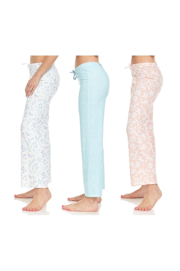 Womens Lounge Pants, Loose PJ Bottoms, Long Pajama Pants for Women, Sizes up to 2XL (Pack of 3)
