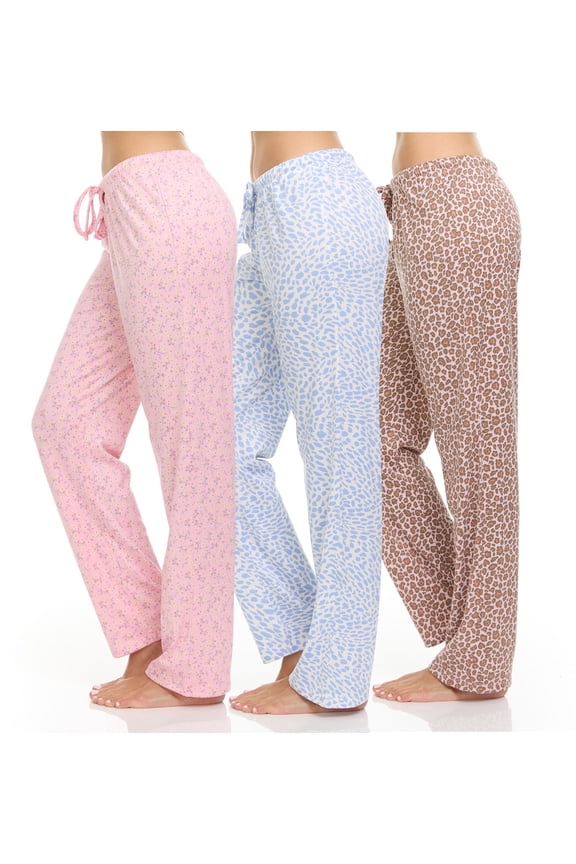 Womens Lounge Pants, Loose PJ Bottoms, Long Pajama Pants for Women, Sizes up to 2XL (Pack of 3)