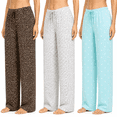 thumbnail image 1 of Daresay Women’s Lounge Pants 3-Pack, Soft Stretch Pajama Bottoms with Adjustable Drawstring Waist, Printed Wide Leg Sleep Pants, Sizes S-2XL, 1 of 10