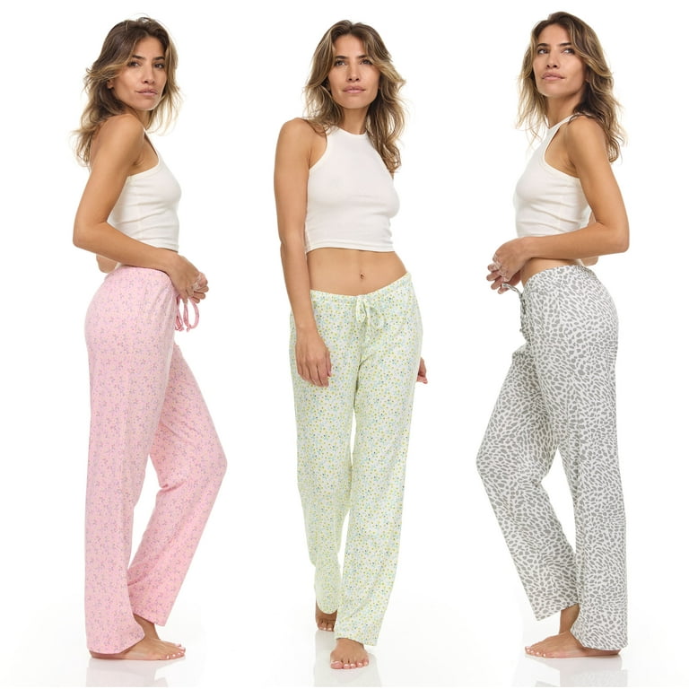 Daresay Womens Lounge Pants, Loose PJ Bottoms, Long Pajama Pants for Women,  Sizes up to 2XL (Pack of 4)