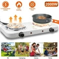 thumbnail image 1 of Daretodo 2000W Portable Electric Double Burner, Hot Plate Kitchen Cooktop Cooking Stove Frying Pan and Easy to Clean for Home or Dorm, Adjustable Temperature, White, 1 of 8
