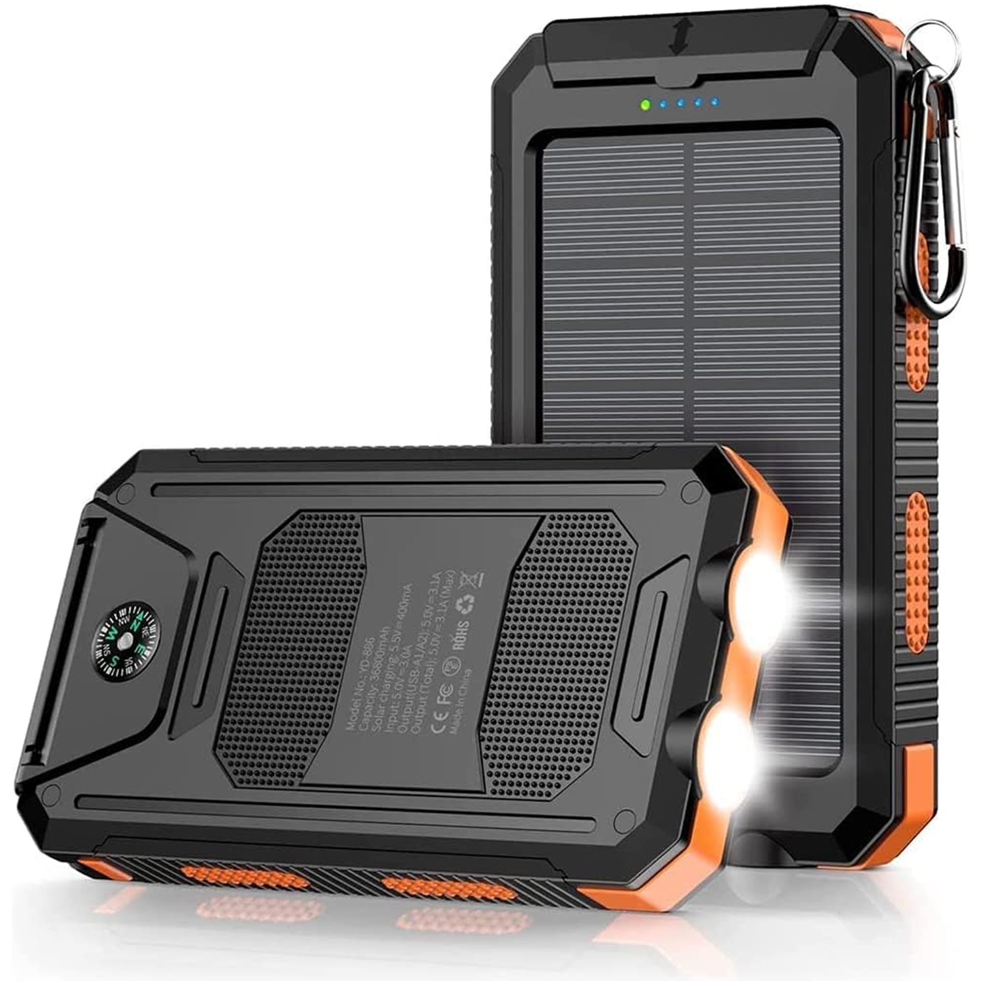 Solar Power Bank 50000mAh, Portable Solar Phone Charger with Flashlight, 4  Output Ports, 2 Input Ports, Solar Battery Bank Compatible with iPhone for