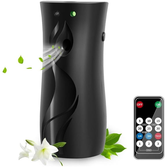 Daretodo Automatic Air Freshener Spray Dispenser, Wall/Standing Battery Powered (Not Included) Aerosol Spray Dispenser with Remote Control for Bathroom, Hotel, Office, Commercial (Black)