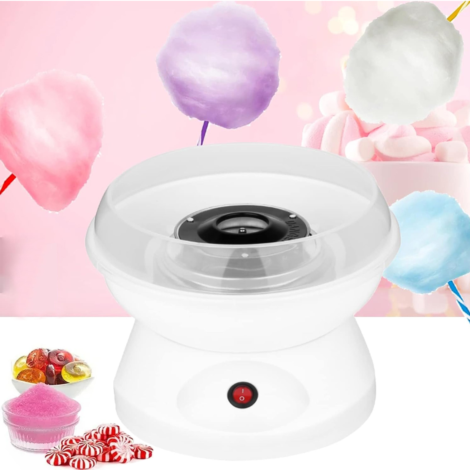 Outamateur Home Cotton Candy Machine - With Sugar Scoop & 10 Bamboo Sticks, 400W For Parties & Kids