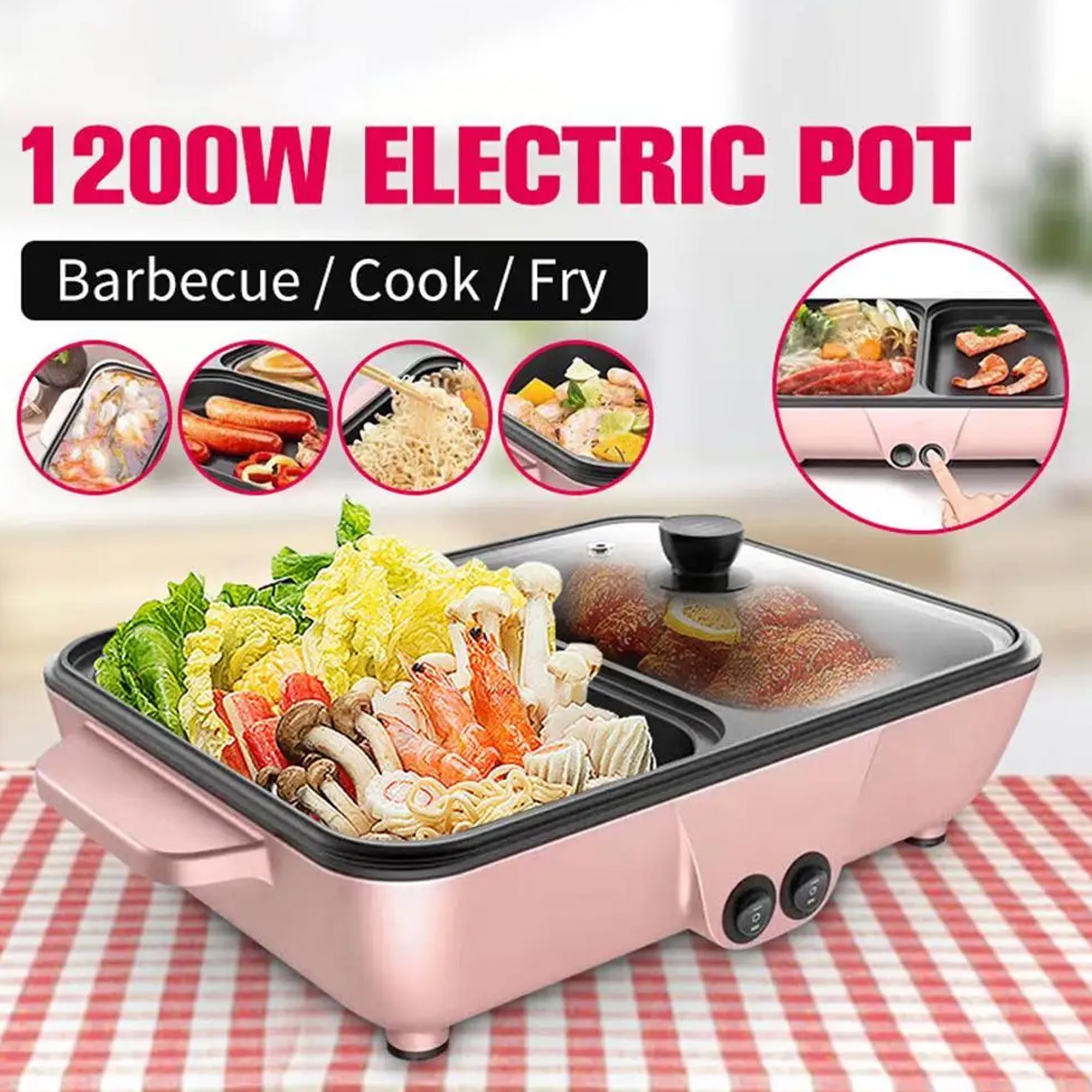 Korean BBQ Grill Pan - 11.4 Inch Round Non-Stick Aluminum Pan For Indoor/Outdoor Grilling