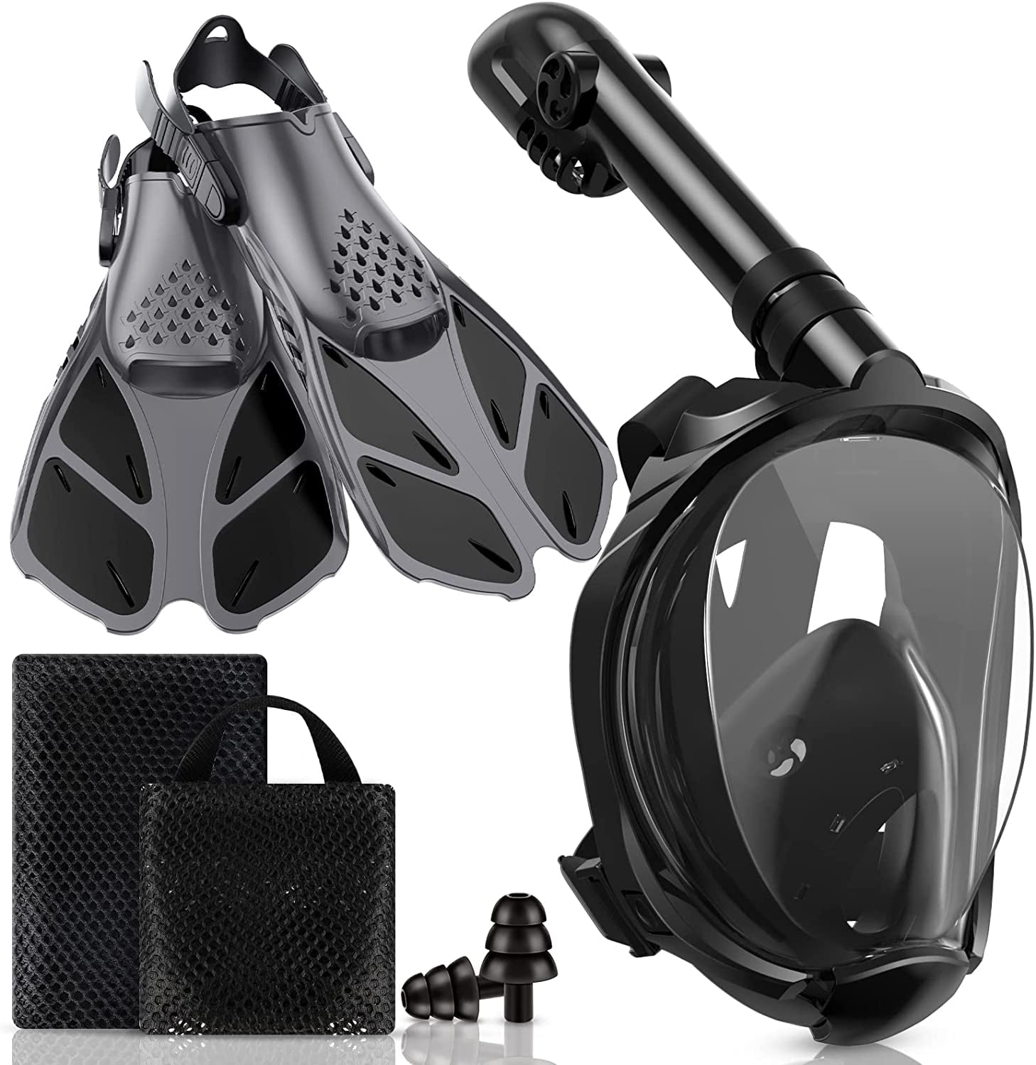 Daretodo Mask Fins Snorkeling Gear for Adults, Full Face Snorkel Mask ...