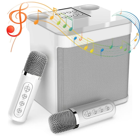 Daretodo Mini Karaoke Machine Set, 3000mAh Portable Bluetooth Speaker with 2 Wireless Karaoke Microphones, Singing Machine Karaoke System for Kids Adult for Travel Home Party Birthday Singing