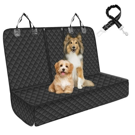 Daretodo Pet Dog Car Seat Cover for Back Seat Car Seat Waterproof Protector with 2 Pet Dogs Seat Belts - Black