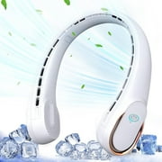 Daretodo Portable Neck Fan, 4000 mAh Rechargeable Hands Free Bladeless Fan with USB and 3 Speeds Wearable Personal Mini Fan, White for Traveling, Hiking, Office