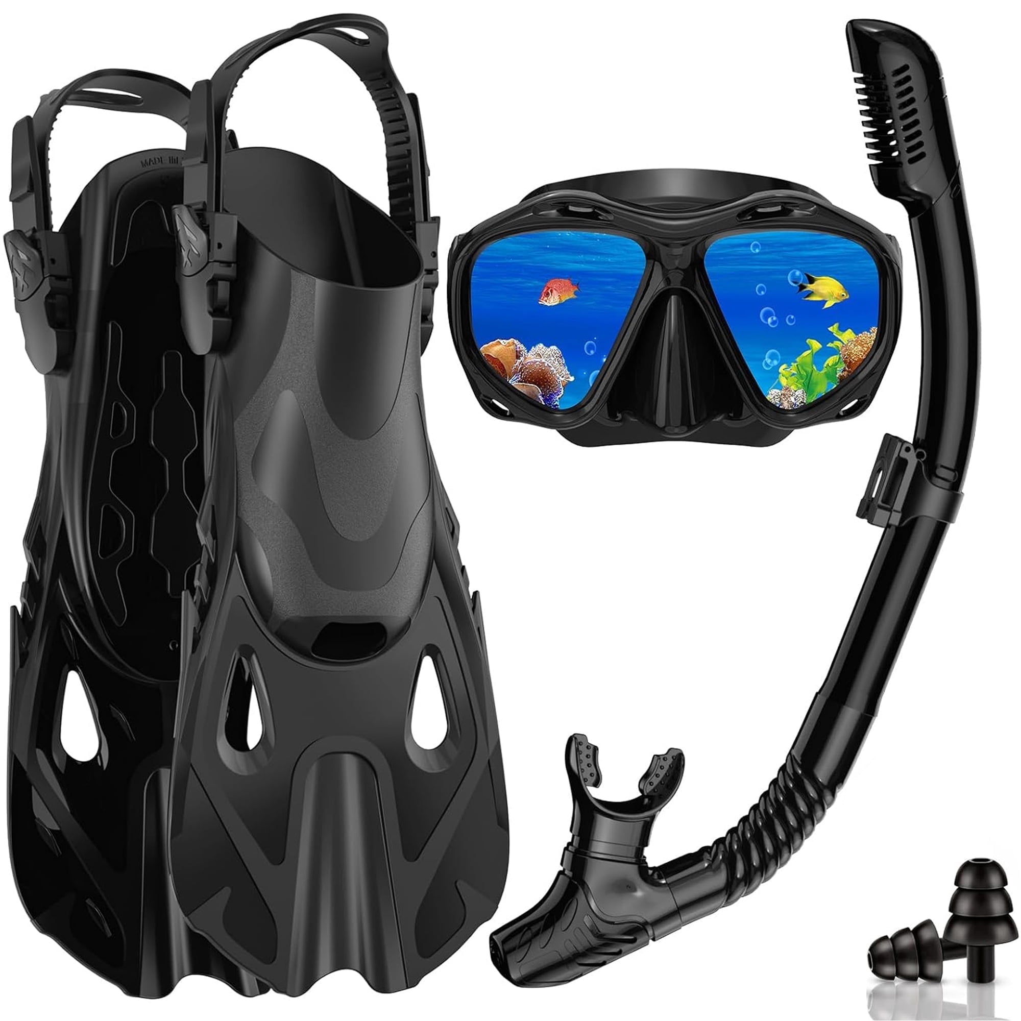 Daretodo Snorkeling Gear for Adults, Mask Fin Snorkel Set, Dry Top ...