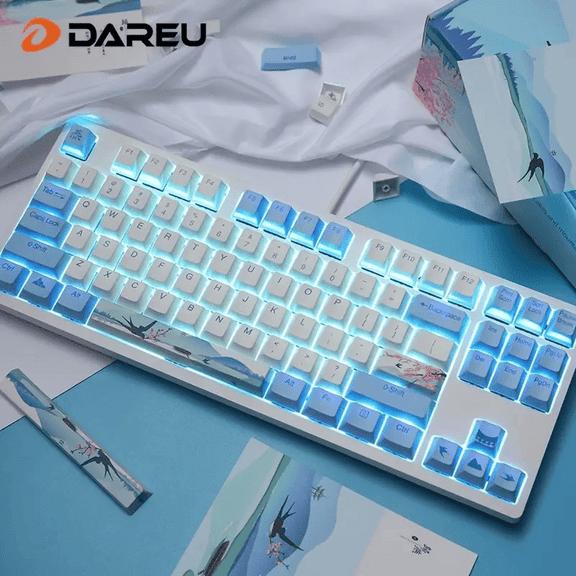 Dareu A87 Spring Swallow Theme 87 Keys Compact Layout Mechanical Gaming Keyboard; Cherry MX Switch; PBT Keycaps