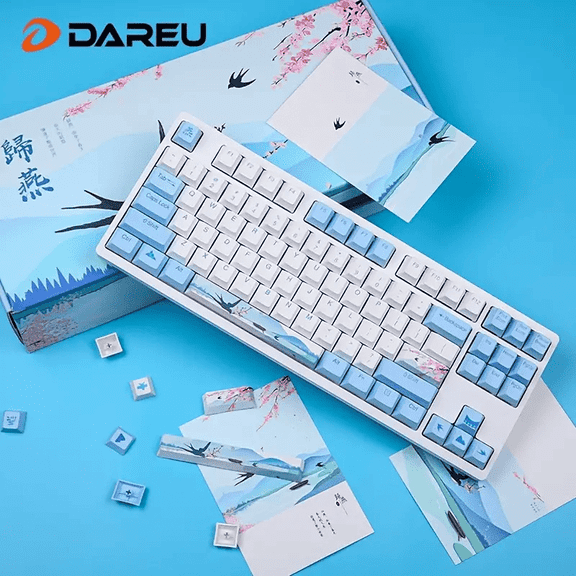 Dareu A87 Spring Swallow Theme 87 Keys Compact Layout Mechanical Gaming Keyboard; Cherry MX Switch; PBT Keycaps