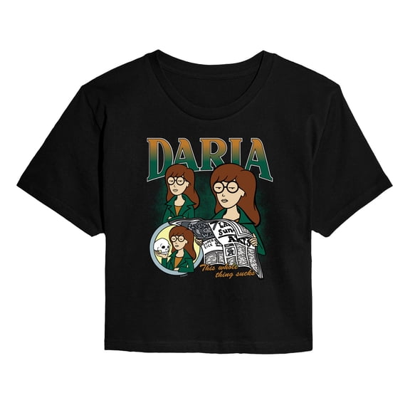 Daria - Collage - Juniors Cropped Short Sleeve Graphic T-Shirt