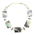 thumbnail image 1 of Genuine Black Amazonite Statement Necklace - Handcrafted Natural Stone Fashion Jewelry Necklace, 1 of 7
