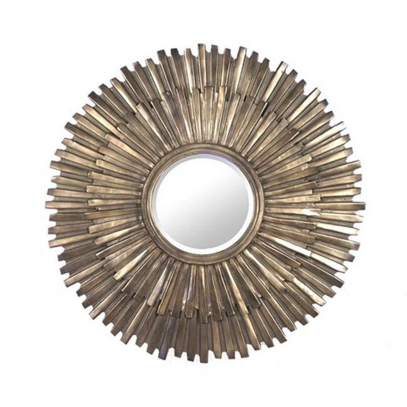 Elegant Sunburst Round Wall Mirror in Antique Gold, 39.5"