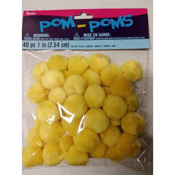 Darice 10177-34 Pom-Poms 1" 40/Pkg - Yellow