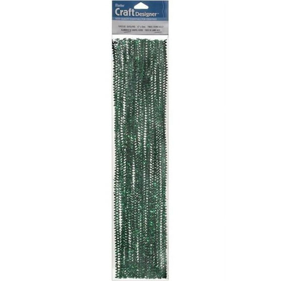 Darice 10424-60 6 mm x 12 in. Tinsel Stems, Green - 25 per Pack
