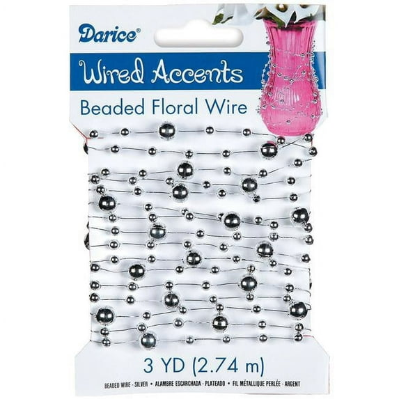 Darice 1186-BWG-63 Silver Beaded Wire 3 Yards Garland