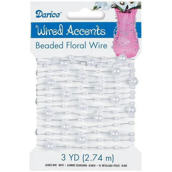 Darice 1186-BWG-66 White Beaded Wire 3 yards Garland